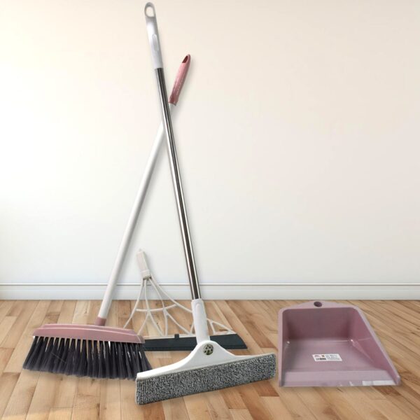 Dustpan, Kitchen Wiper, Window Cleaning Squeegee Tool & Broom Brush, (4 Pcs Combo) - Front View by Nari Haat, Indian ...