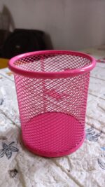 Metal Mesh Pen Holder for Desk (1 Pc): Pen Stand, Pencil Organizer, Stationery - Full Detail by Nari Haat, Indian eth...