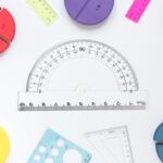 Plastic Geometry Set, Triangle Ruler Protractor Straight Ruler (4 Pcs Set) - Back View by Nari Haat, Indian ethnic we...