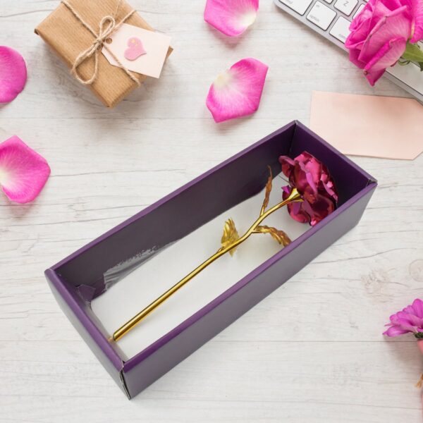 Gold Rose Artificial Rose Flower With Gift Box, Plastic Flowers Best Gifts for Friend Girl Wife Women, Golden Rose Gi...