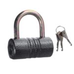 Heavy-Duty Iron Padlock – 82mm Black with Brass Core & 5 Keys, Waterproof - Closeup Embroidery by Nari Haat, Indian...