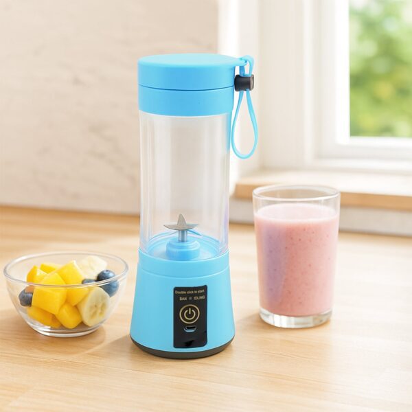 Multi-Purpose Portable USB Electric Juicer 6-Blades, Protein Shaker, Blender Mixer Cup (380 ML) - Front View by Nari ...