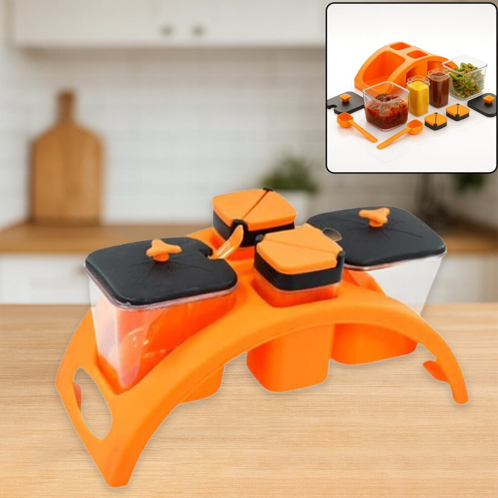 Multipurpose Pickle Jar Set (Multicolour, 4 pcs) - Front View by Nari Haat, Indian ethnic wear, women clothing, desig...