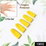 Finger Caps, Silicone Finger Protectors Sleeves (Finger Cots / 5 Pcs Set / yellow) - With Dupatta by Nari Haat, India...