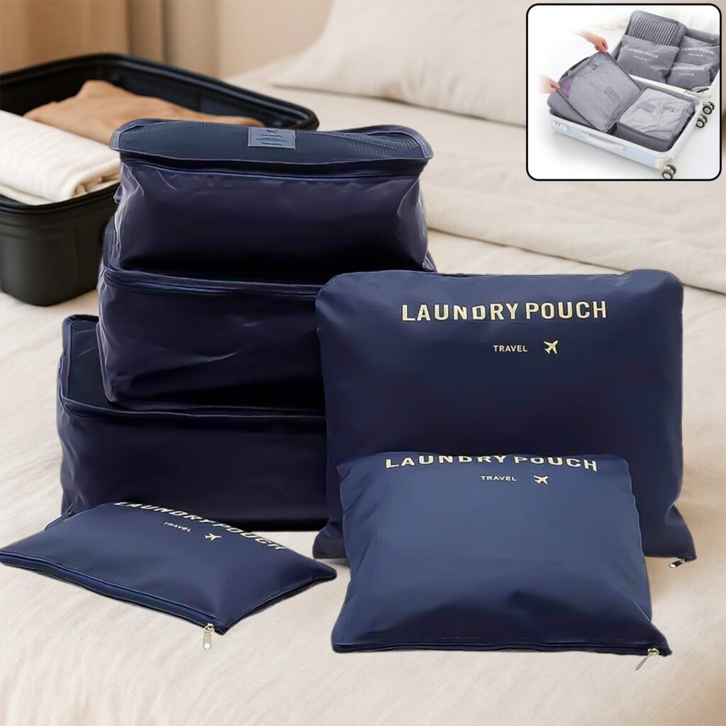 Set of 6 Cloth Laundry Organizer Zipper Bags