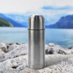 Stainless Steel  Hot And Cold Water Bottle With Push-down Lid (350ml) - Front View by Nari Haat, Indian ethnic wear, ...
