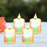 4 Pc Flameless and Smokeless Decorative Melting Candles LED Tea Light, Diwali - Front View by Nari Haat, Indian ethni...