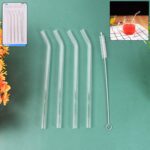 4 Pcs Reusable Glass Straws with 1 Cleaning Brushes - Front View by Nari Haat, Indian ethnic wear, women clothing, de...