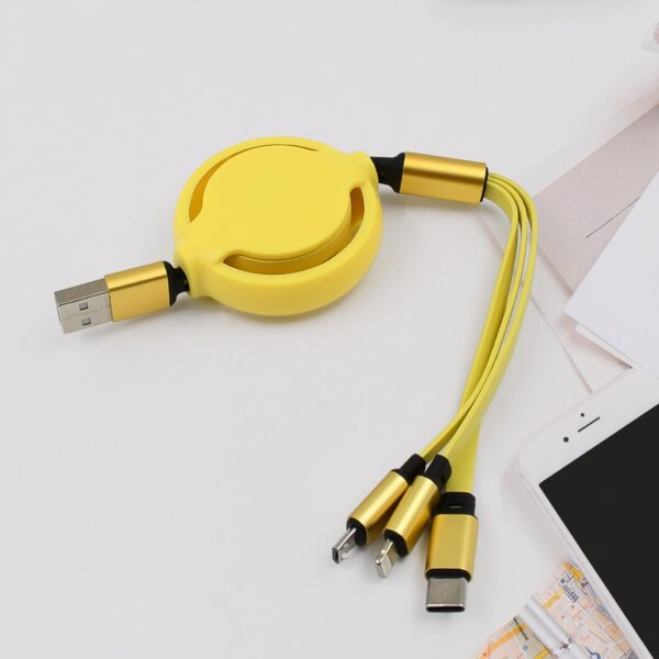 3 in 1 Retractable Charger Charging Cable (1 Pc / Mix Color) - Front View by Nari Haat, Indian ethnic wear, women clo...