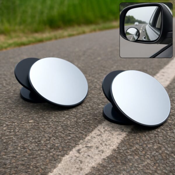 Car Blind Spot Side Mirror Round HD Glass Blind spot Mirror (2 Pc) - Front View by Nari Haat, Indian ethnic wear, wom...