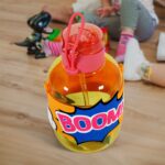 Cute Plastic Water Bottle with adjustable shoulder strap, Straw and Rubber Grip potable drinking cup Water Bottle For...