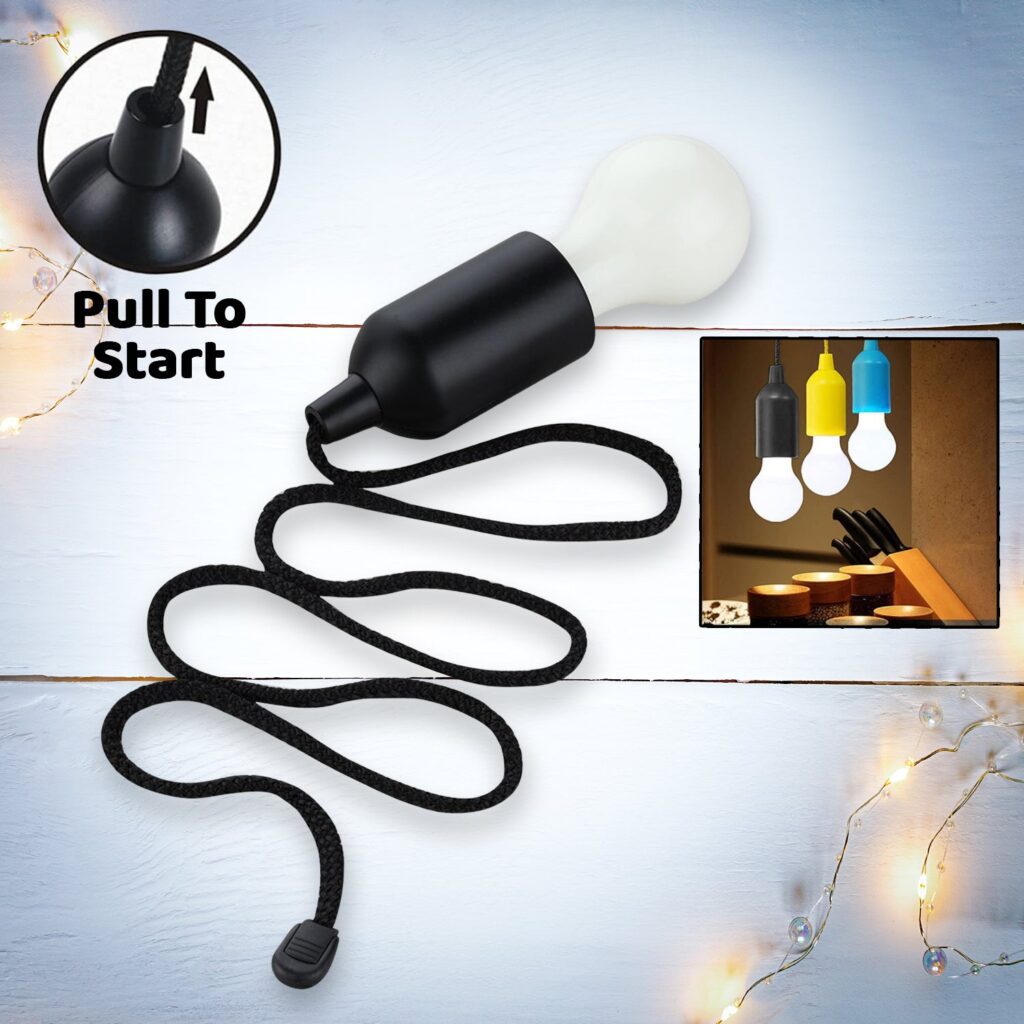 Hanging Black LED Pull Cord Light