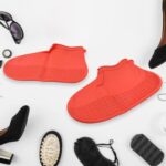 Non-Slip Silicone Waterproof Boot Shoe Cover (Medium Size / 1 Pair / Red) - Front View by Nari Haat, Indian ethnic we...