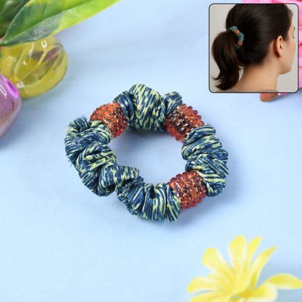 Small Hair Rubber Bands (Pack of 1 / Multicolour / Design), Hair accessories - Front View by Nari Haat, Indian ethnic...