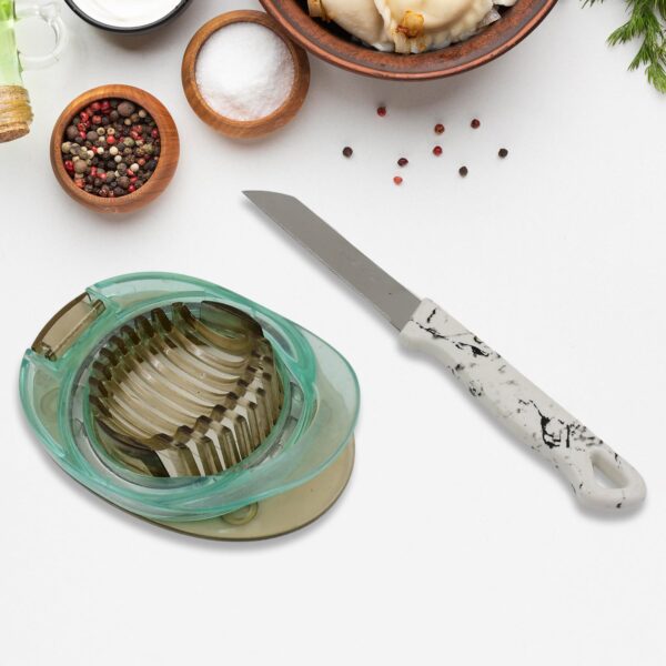 Stainless Steel, Egg Slicer & Knife (2 Pc Set) - Front View by Nari Haat, Indian ethnic wear, women clothing, designe...