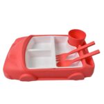 Kid's Car Shaped Plates Cup / Lunch Box Dinnerware (4 Pcs Set / 1000 ML Lunch Box) - Sleeve Design by Nari Haat, Indi...