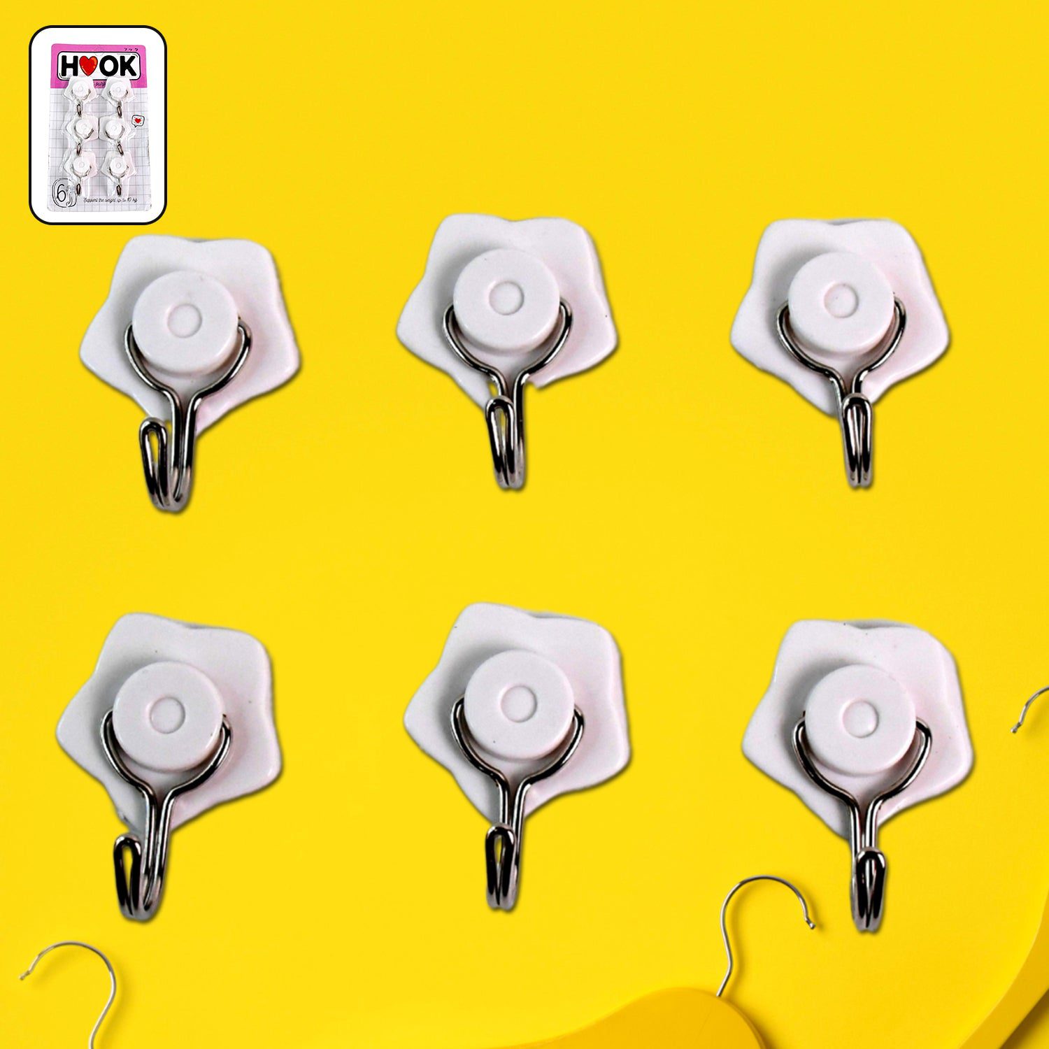 01_1bf330ab-02b0-47c5-8654-7f7ac86bceb0.jpg Multipurpose Self Adhesive Plastic Wall Hooks - 6 pcs - Front View by Nari Haat, Indian ethnic wear, women clothing, ...