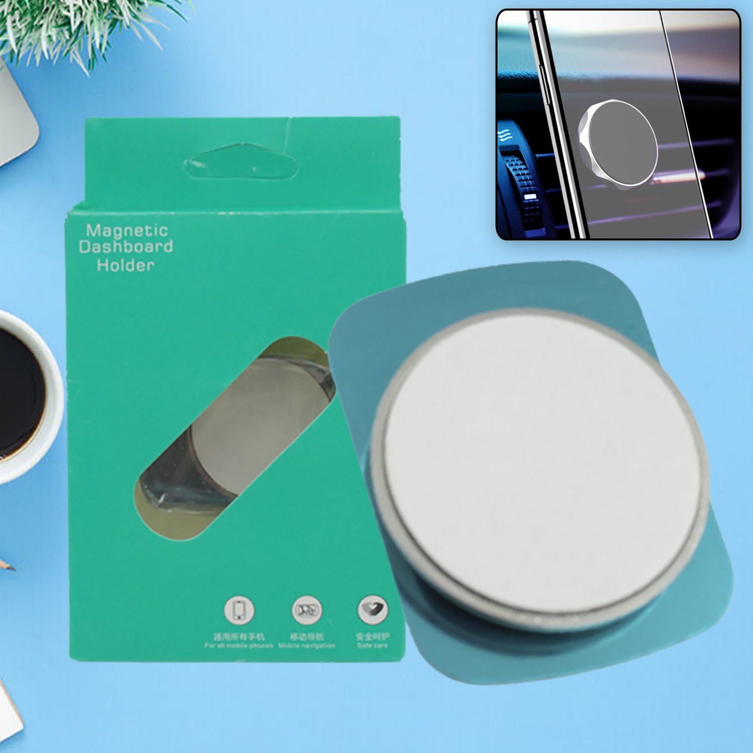 01_1c3da5f1-00c1-4314-b78d-8b4f4424361a.jpg Mini Magnetic Car Dashboard Mount Mobile Phone Holde with Mobiles (1 Pc) - Front View by Nari Haat, Indian ethnic wea...