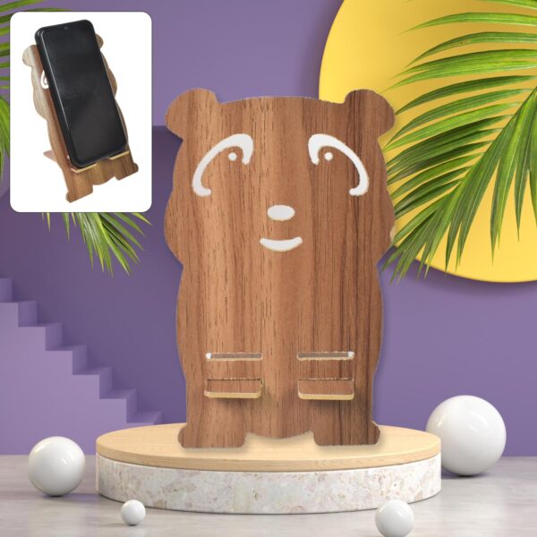 Wooden Cartoon Shape Design Mobile Stand  (1 Pc) - Front View by Nari Haat, Indian ethnic wear, women clothing, desig...