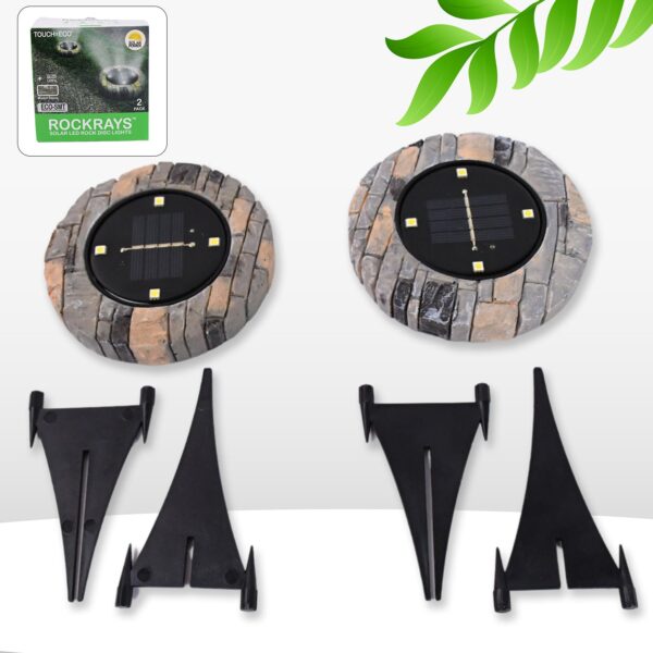 Disk Lights Slate – Heavy Duty Outdoor Solar Pathway Lights – 4 LED (2 Pc) - Front View by Nari Haat, Indian ethn...