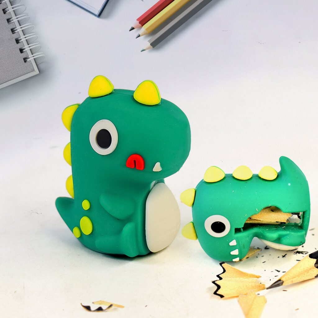 Dinosaur 2 in 1 Cute Eraser with Pencil Sharpener (1 Pc) - Front View by Nari Haat, Indian ethnic wear, women clothin...