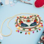 11 inch Handcrafted Cotton Embroidered Shoulder Bag for Girls & women (1 Pc) - Neckline Detail by Nari Haat, Indian e...