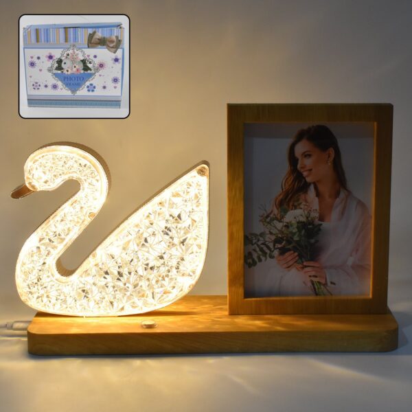 Duck Shape Cystal Led Lamp & Photo Frame Night Lamp | Wedding Gift | love couple - Front View by Nari Haat, Indian et...