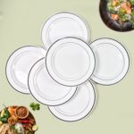 Round Plastic Dinner Plates Wedding Birthday Party Tableware Supplies (6 Pcs Set) - Front View by Nari Haat, Indian e...