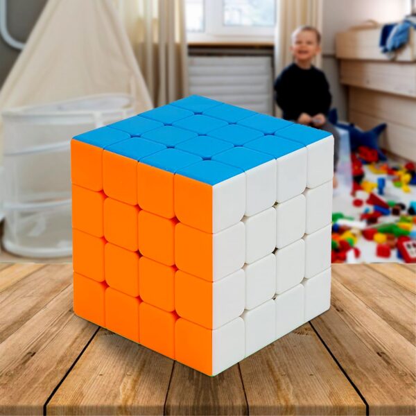 Small 4×4×4 High Speed Stickerless Magic Cube Puzzle Toy for Kids and Adults - Front View by Nari Haat, Indian ethn...