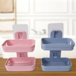 Adhesive Sticker Soap 2 Layer Dish Holder Wall Mounted (Double Layers / 2 pc) - Closeup Embroidery by Nari Haat, Indi...