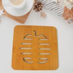 Square Bamboo Wood Table Place mat Hot Pot Cup Mat Tea Coaster(14×14 Cm / 1 Pc) - Back View by Nari Haat, Indian eth...