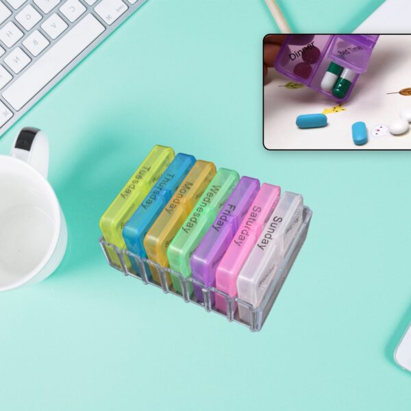 7 Days 4 Times Transparent Medicine Box 28 Grid Portable Large Capacity Travel, Medication Organizer Dispenser Boxes ...