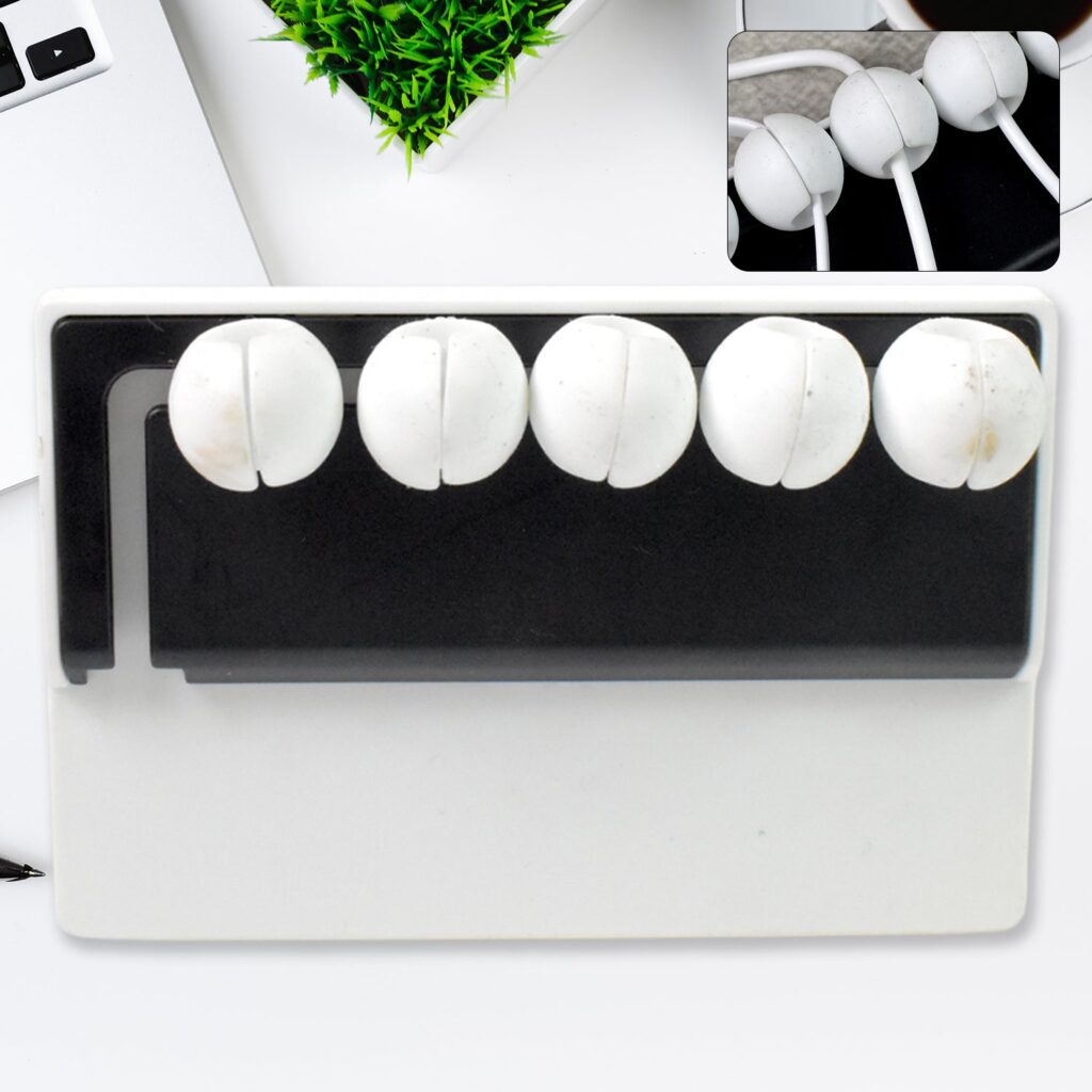 5 Slots Adhesive Desk Cable Cord Holder for Charging Cable (1 Pc / Mix Color) - Front View by Nari Haat, Indian ethni...