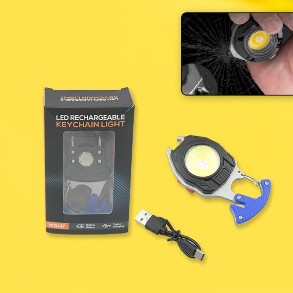 Rechargeable Multi-Function LED Keychain Flashlight