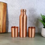 Copper Water Bottle 2 Glasses with Gift Box (3 Pcs Set) - Front View by Nari Haat, Indian ethnic wear, women clothing...