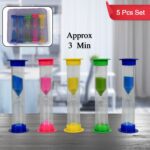 Plastic Hourglass Sand Timer Set – 3-Min Sand Clock for Kitchen, Office & Kids (5 Pc) - Closeup Embroidery by Nari ...