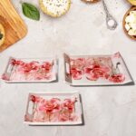 Plastic Rectangular Serving Tray Set – Printed Design Trays for Home & Kitchen - Closeup Embroidery by Nari Haat, I...
