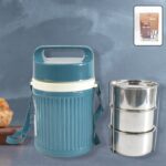 Stackable Insulated Tiffin with Handle (1 Pc): Leakproof, Hot Food Container - Closeup Embroidery by Nari Haat, India...