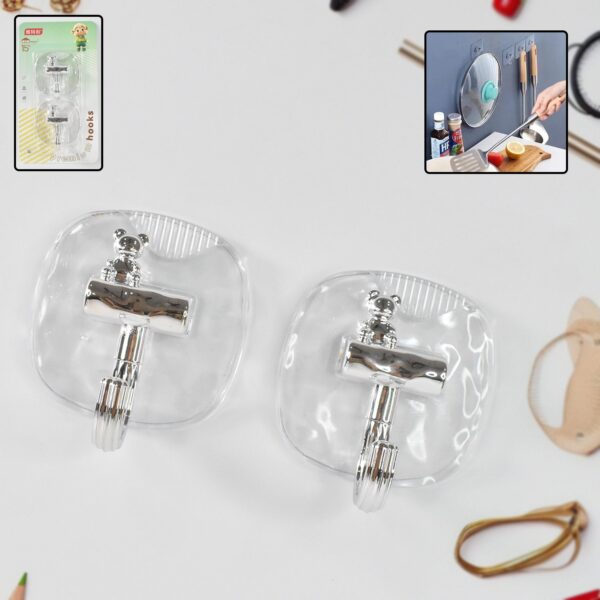 Large Plastic Self Adhesive Wall Hooks (2 Pc) - Front View by Nari Haat, Indian ethnic wear, women clothing, designer...