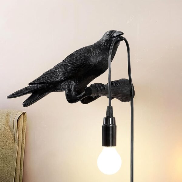 Crow Birds Table Lamps with Vintage Edison Bulb, Bird lamp (1 Set) - Front View by Nari Haat, Indian ethnic wear, wom...