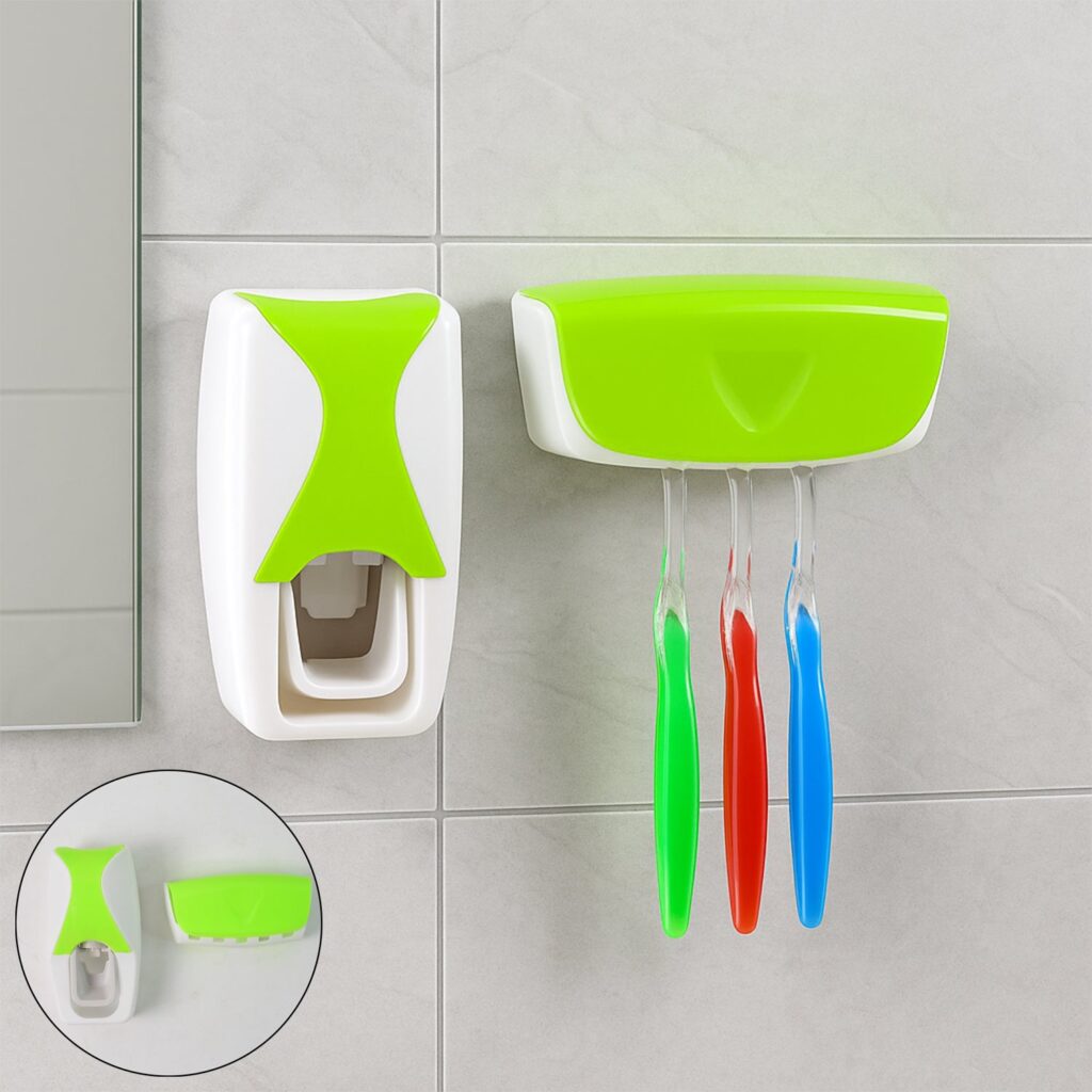 Automatic Toothpaste Dispenser and Toothbrush Holder