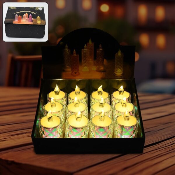 Festive Lighting for Any Occasion: 12 Pack LED Tealight Candles, Diwali - Front View by Nari Haat, Indian ethnic wear...