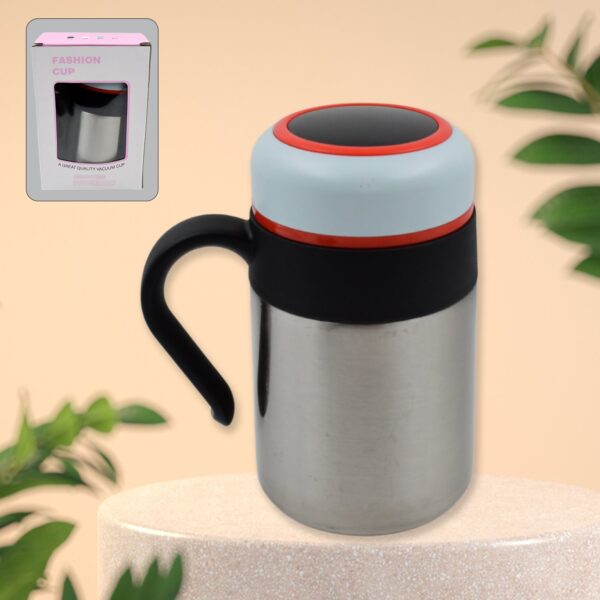 Stainless Steel Mug / Bottle Vacuum Insulated Cup Handle & Small Cup, (420 ML) - Front View by Nari Haat, Indian ethn...