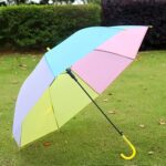 Colorful Rainbow Umbrella Multi-Colour J Shaped Handle (1 Pc / MOQ :- 5) - Front View by Nari Haat, Indian ethnic wea...