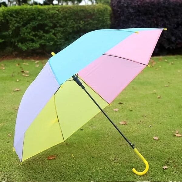 Colorful Rainbow Umbrella Multi-Colour J Shaped Handle (1 Pc / MOQ :- 5) - Front View by Nari Haat, Indian ethnic wea...