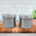 Multipurpose Stainless Steel Airtight Containers with See Through Lid (2 Pc / 500 ML) - Front View by Nari Haat, Indi...