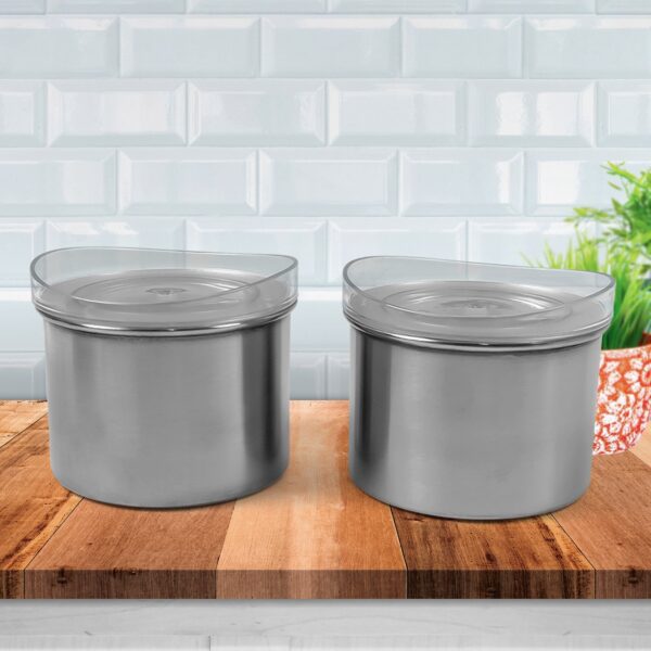 Multipurpose Stainless Steel Airtight Containers with See Through Lid (2 Pc / 500 ML) - Front View by Nari Haat, Indi...