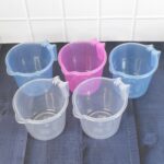 Plastic Round Transparent Bath Water Mug (5 pc / Mix colour / 1200 ML) - Closeup Embroidery by Nari Haat, Indian ethn...