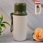 Stainless Steel Mug / Bottle Vacuum Insulated Cup Handle, Small Cup & Straw (650 ML) - Front View by Nari Haat, India...