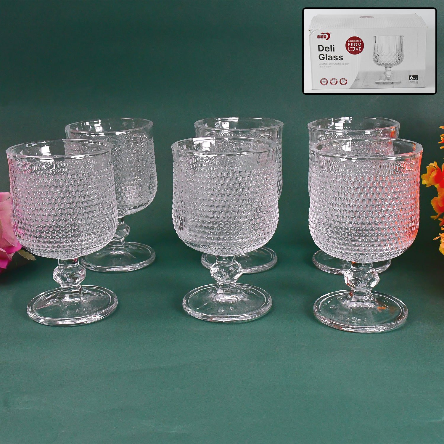01_62ee3d13-c3ac-4b18-84b9-eb1f4ce2bc04.jpg Juice water Glass Tumbler, Water glass (Set of 6 pcs / 185 ML) - Front View by Nari Haat, Indian ethnic wear, women c...